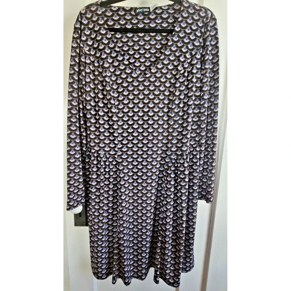 Jeffrey & Paula woman sz 10 long sleeve shift dress stretch‎ Morocco made